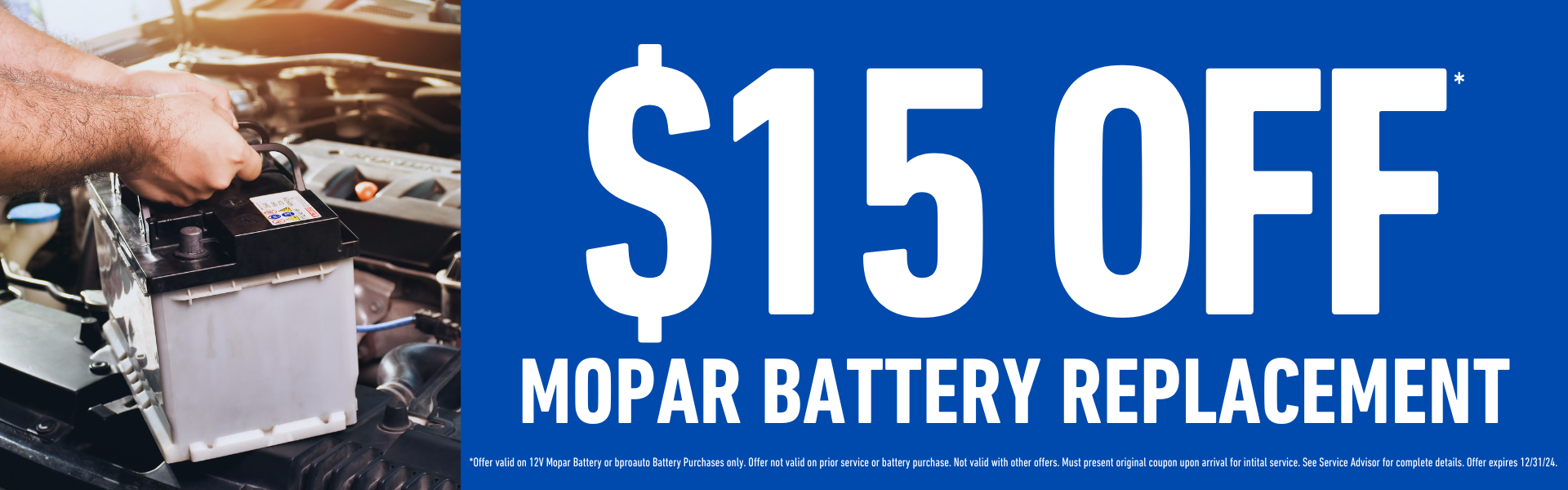 $15 Off Mopar Battery replacement 