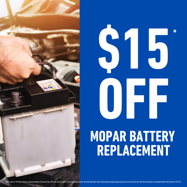 $15 OFF Mopar Battery Replacement!